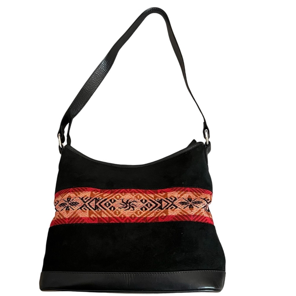 John Cole Collection Aztec Southwestern Leather Suede Shoulder Bag